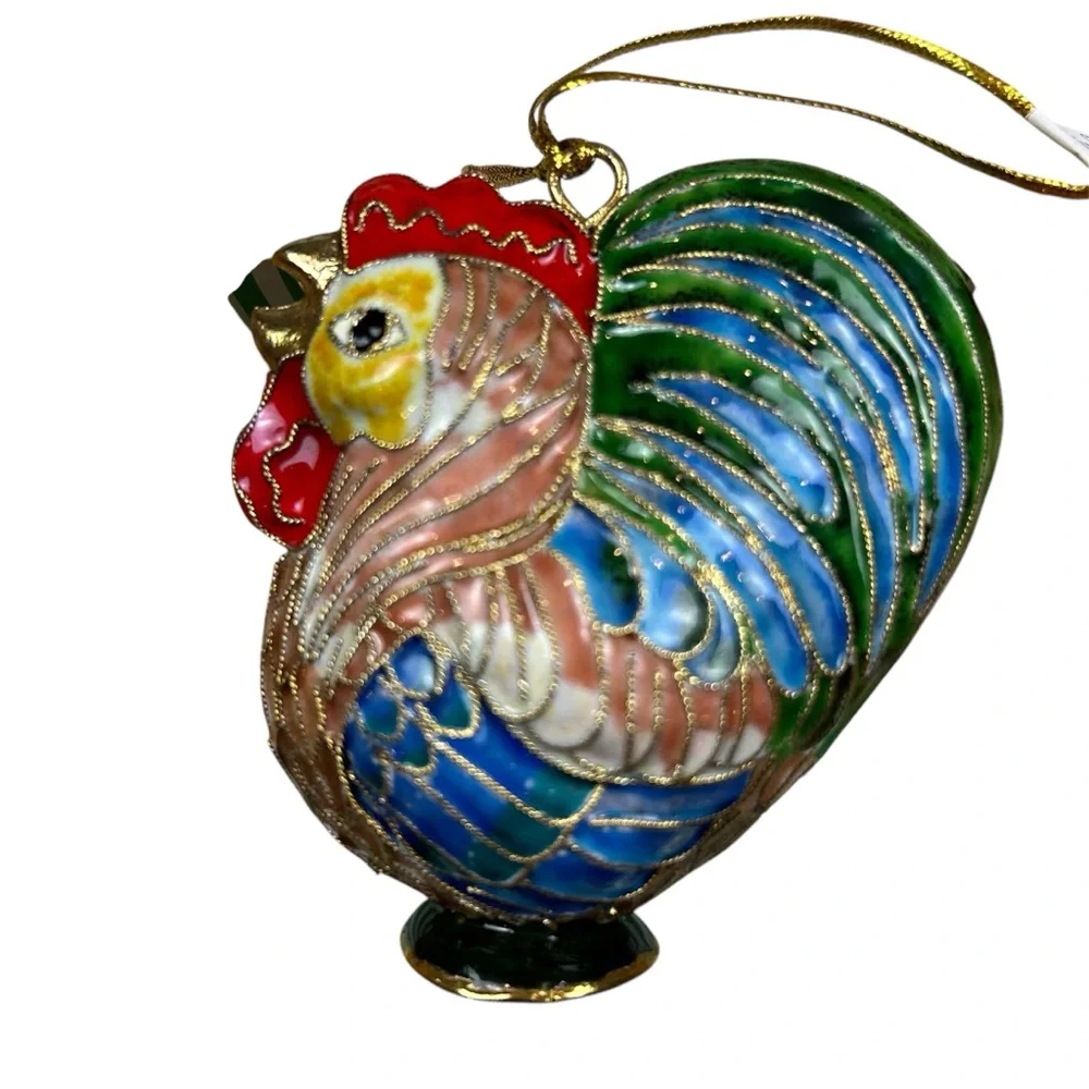 Cloisonné Rooster Ornament Alsan Co. Victorian Enameling NEW